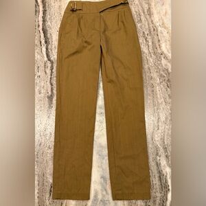 SEZANE OLIVE GREEN BUCKLE TRIM TAPERED LEG TROUSERS SIZE 34 US 2